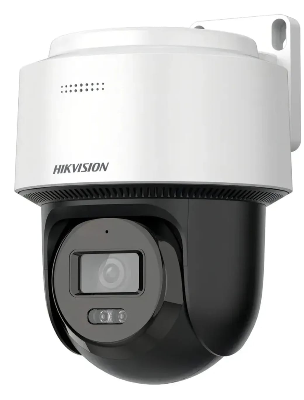 Câmera de segurança Hikvision branca e preta