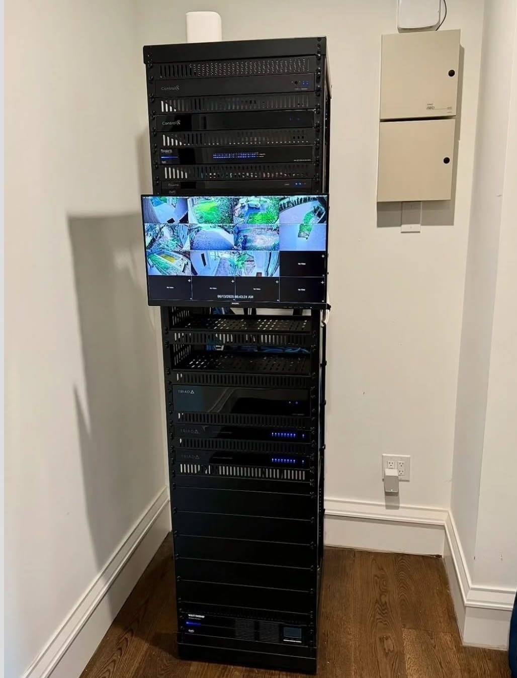 Painel de equipamentos e monitoramento por câmeras